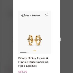 Pandora Gold Mickey & Minnie Sparkling Earrings New never worn